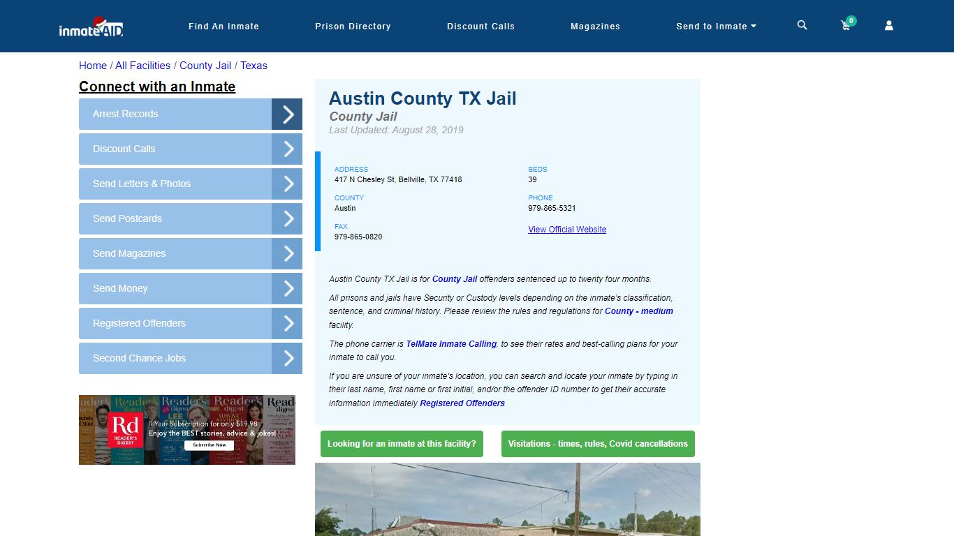 Austin County TX Jail - Inmate Locator - Bellville, TX